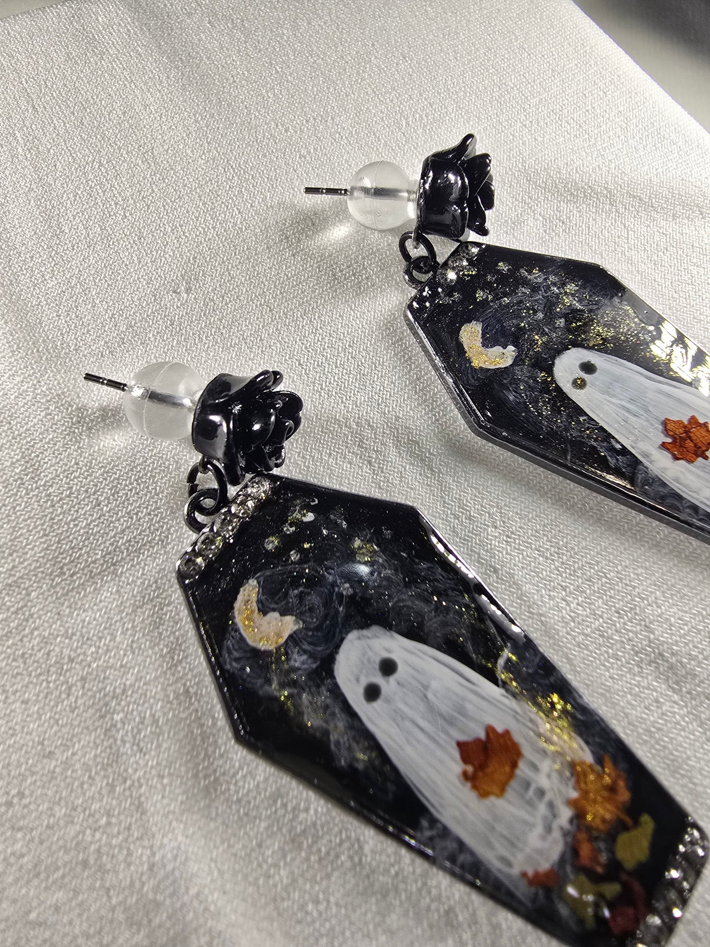 Fall Nights Ghosties Handpainted Stud Earrings