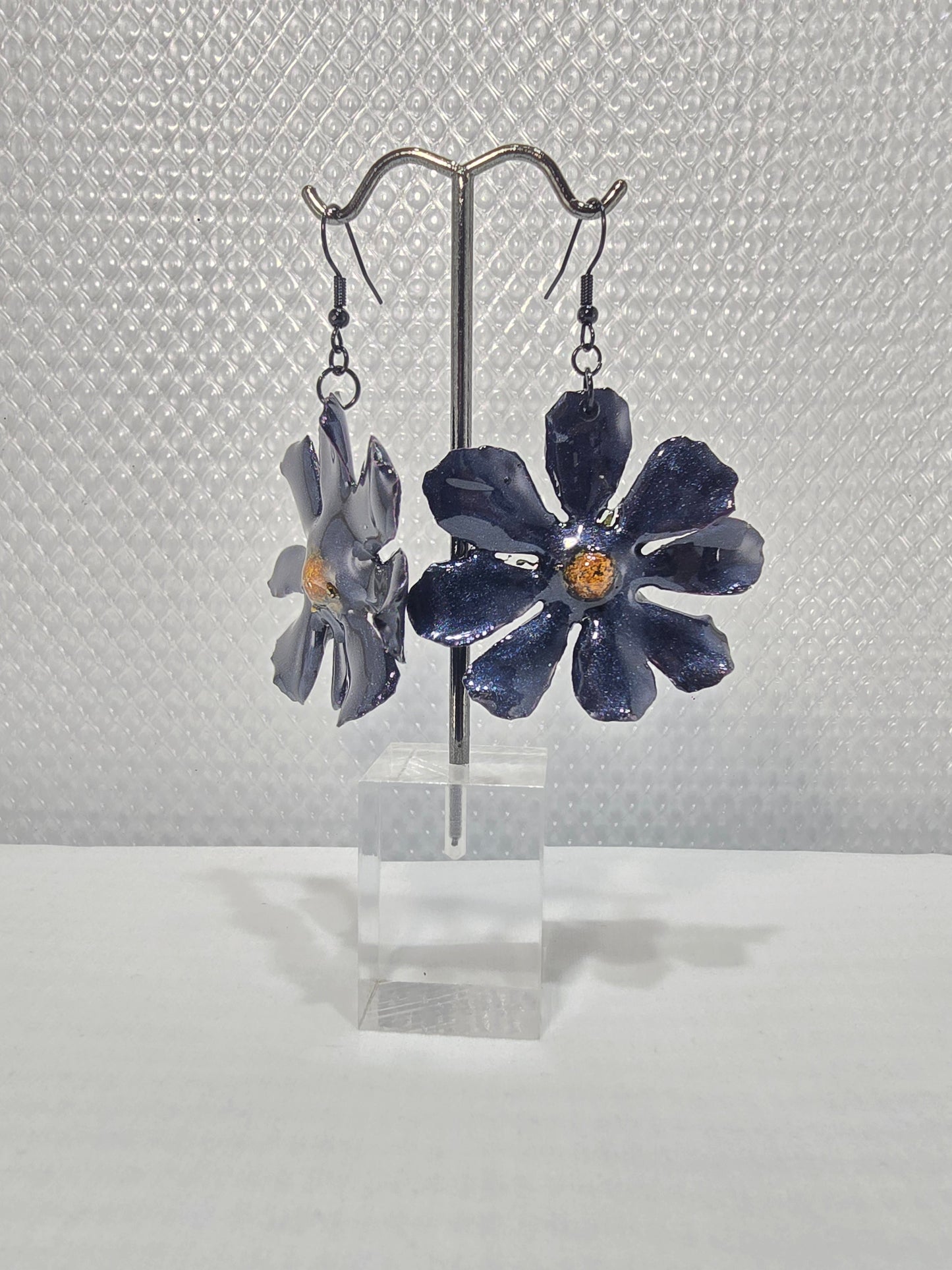 Magical Blue Cosmos Flower Earrings