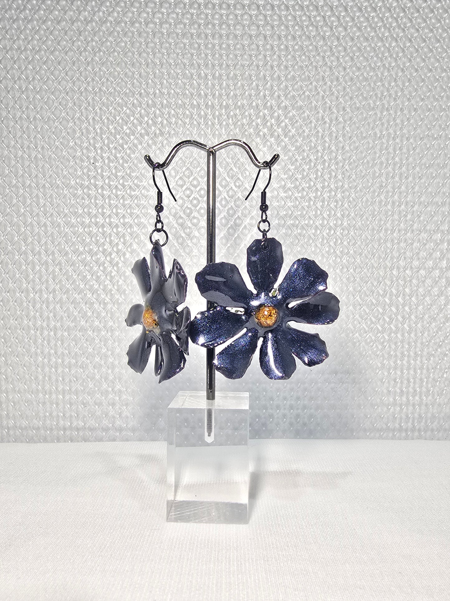 Magical Blue Cosmos Flower Earrings