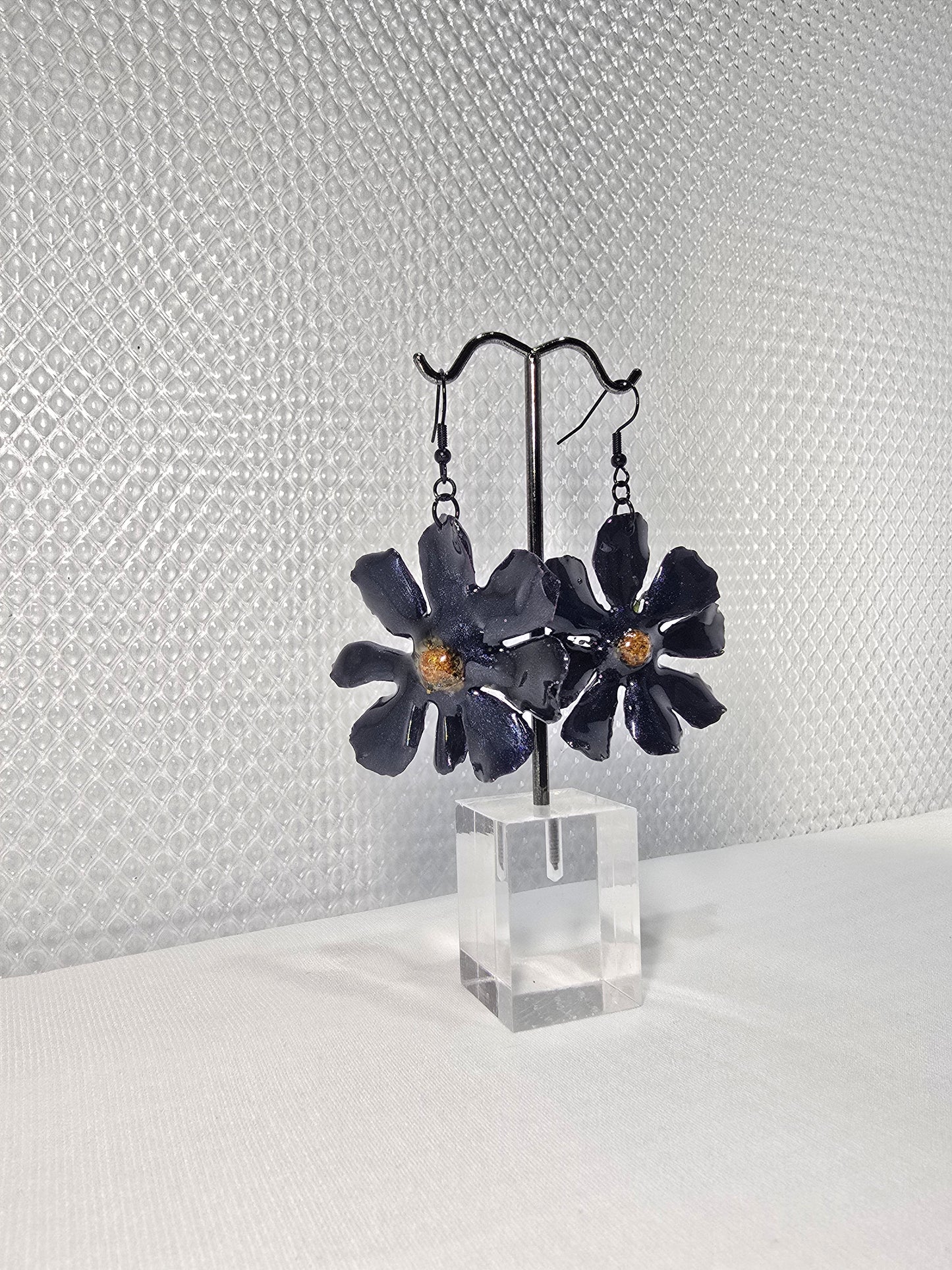 Magical Blue Cosmos Flower Earrings