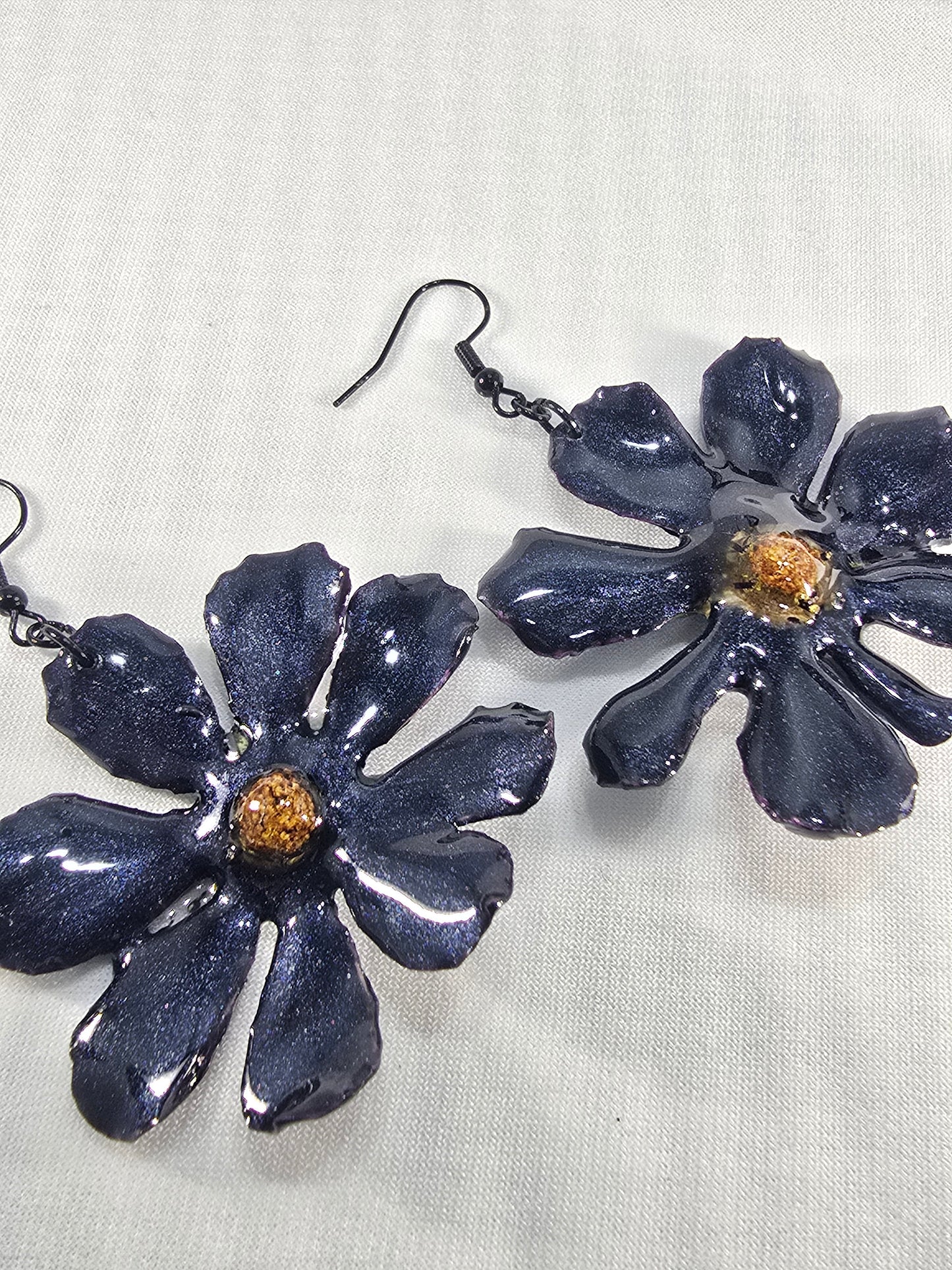 Magical Blue Cosmos Flower Earrings