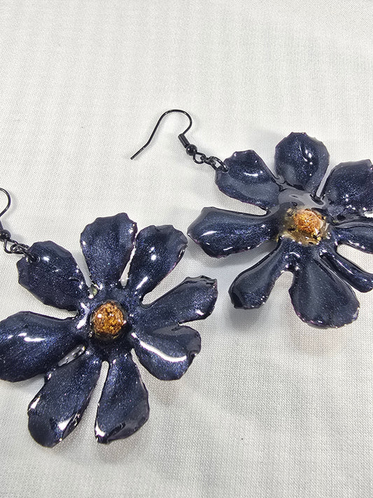 Magical Blue Cosmos Flower Earrings