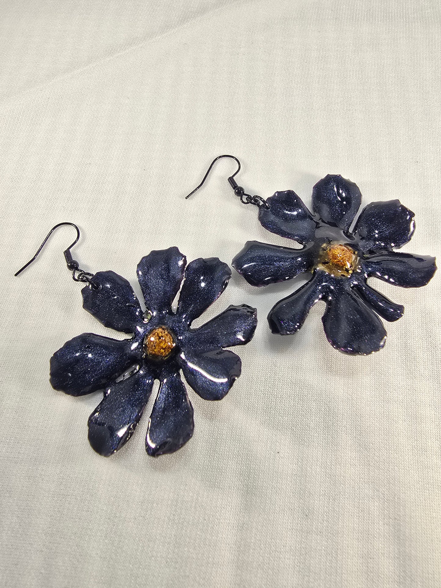 Magical Blue Cosmos Flower Earrings