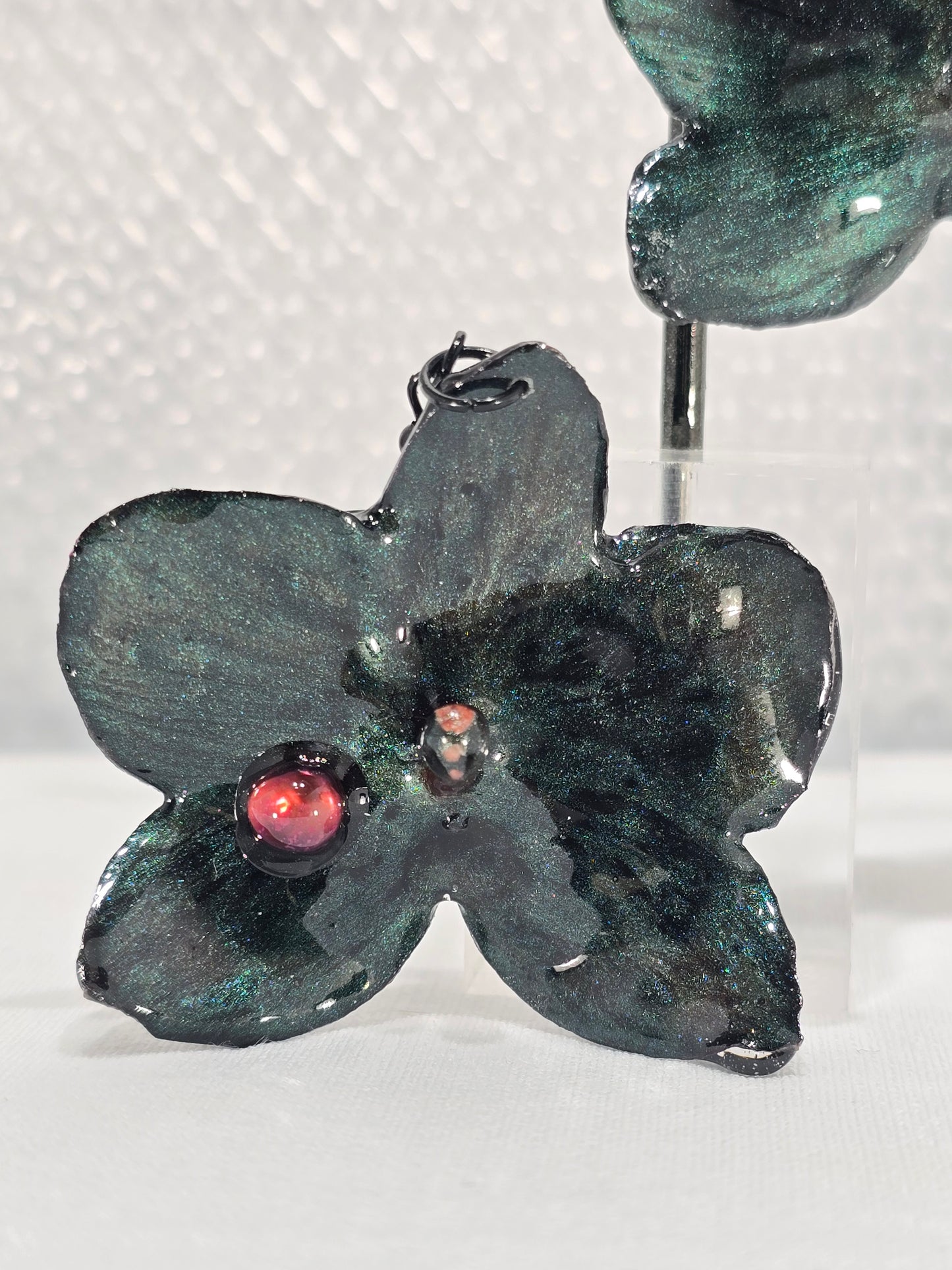 Ivy - Hand-Painted Real Orchid Earrings