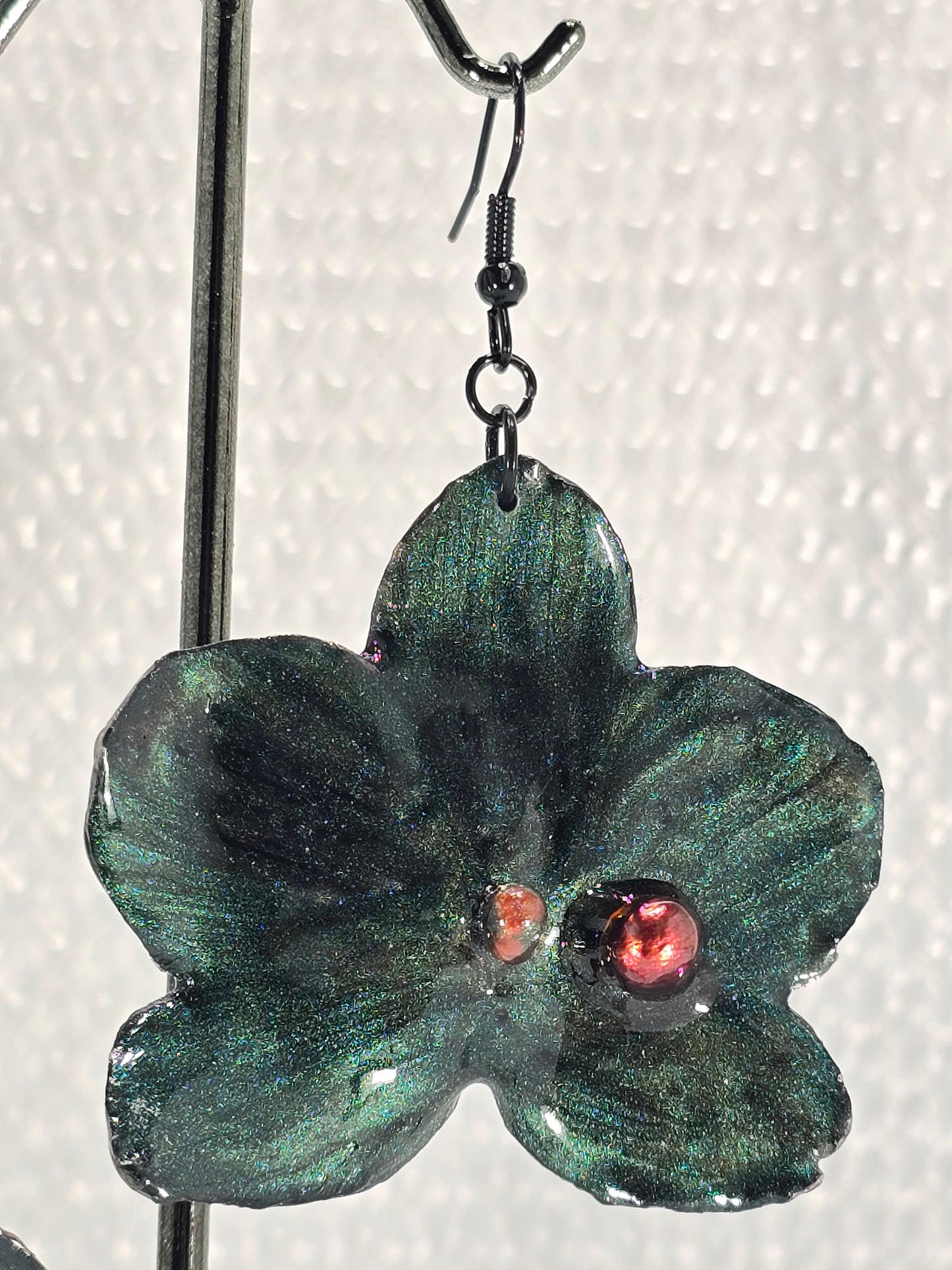Ivy - Hand-Painted Real Orchid Earrings