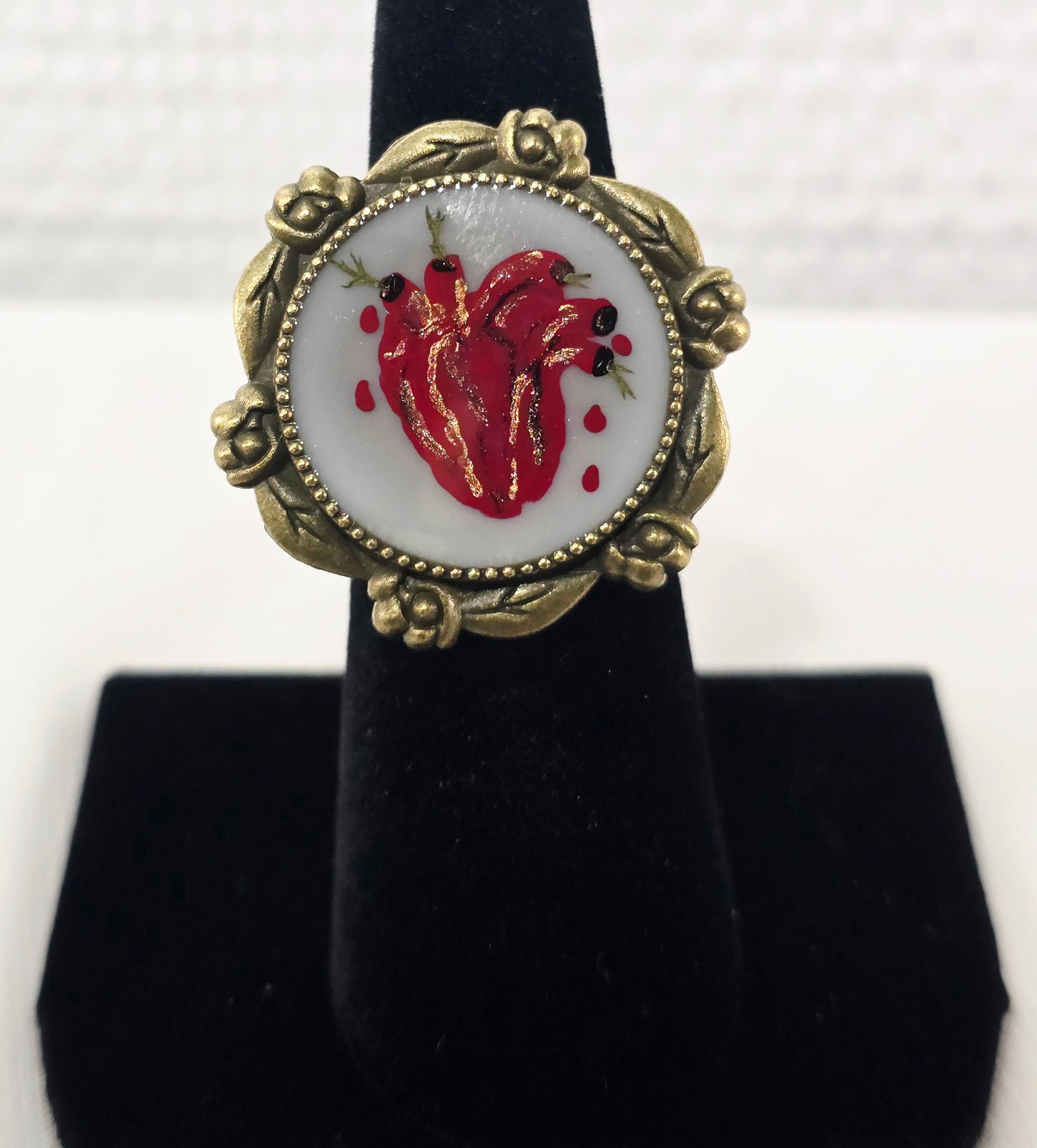 Anatomical Heart | Hand-Painted Original Miniature Artwork - Ring