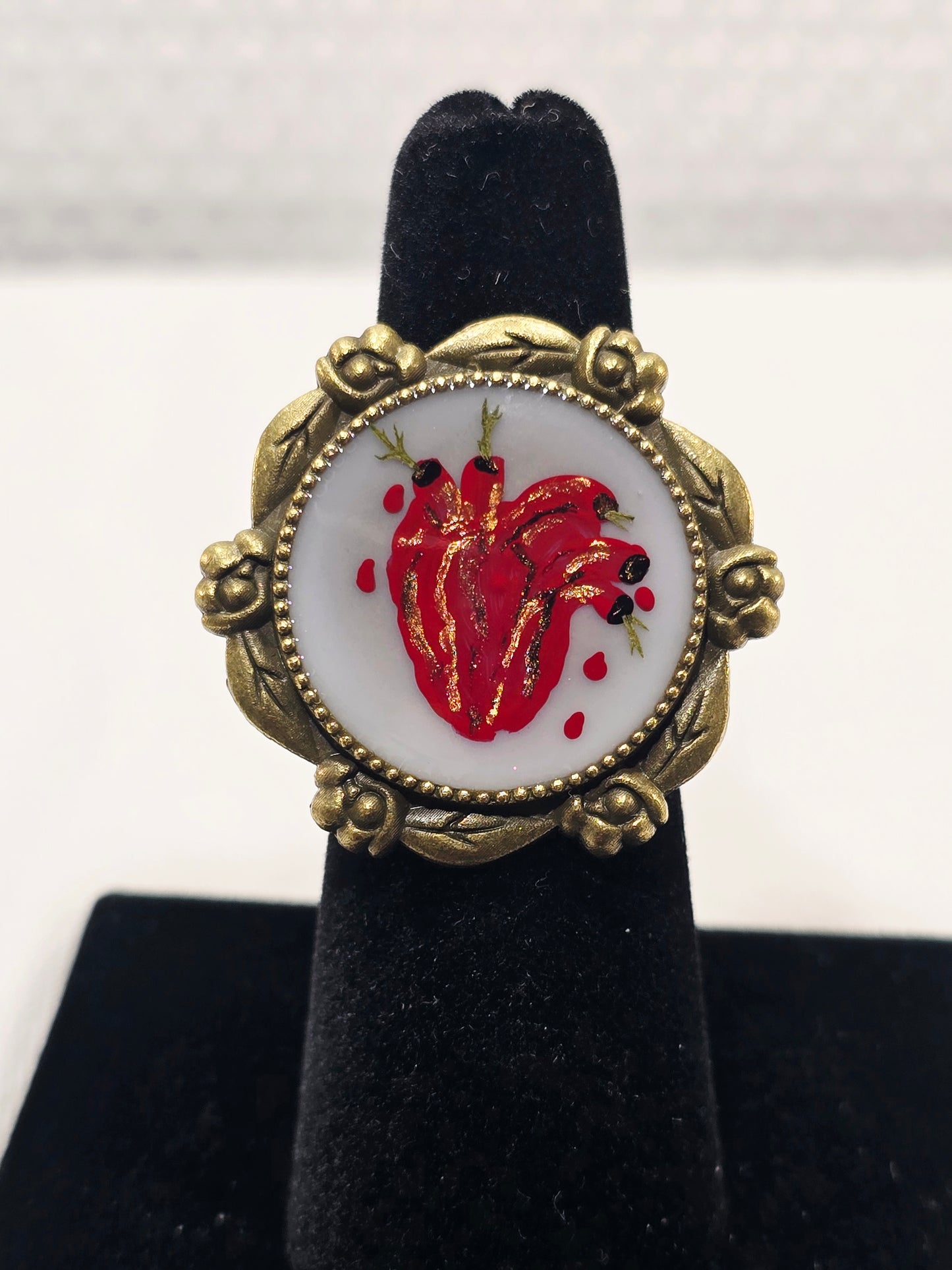 Anatomical Heart | Hand-Painted Original Miniature Artwork - Ring