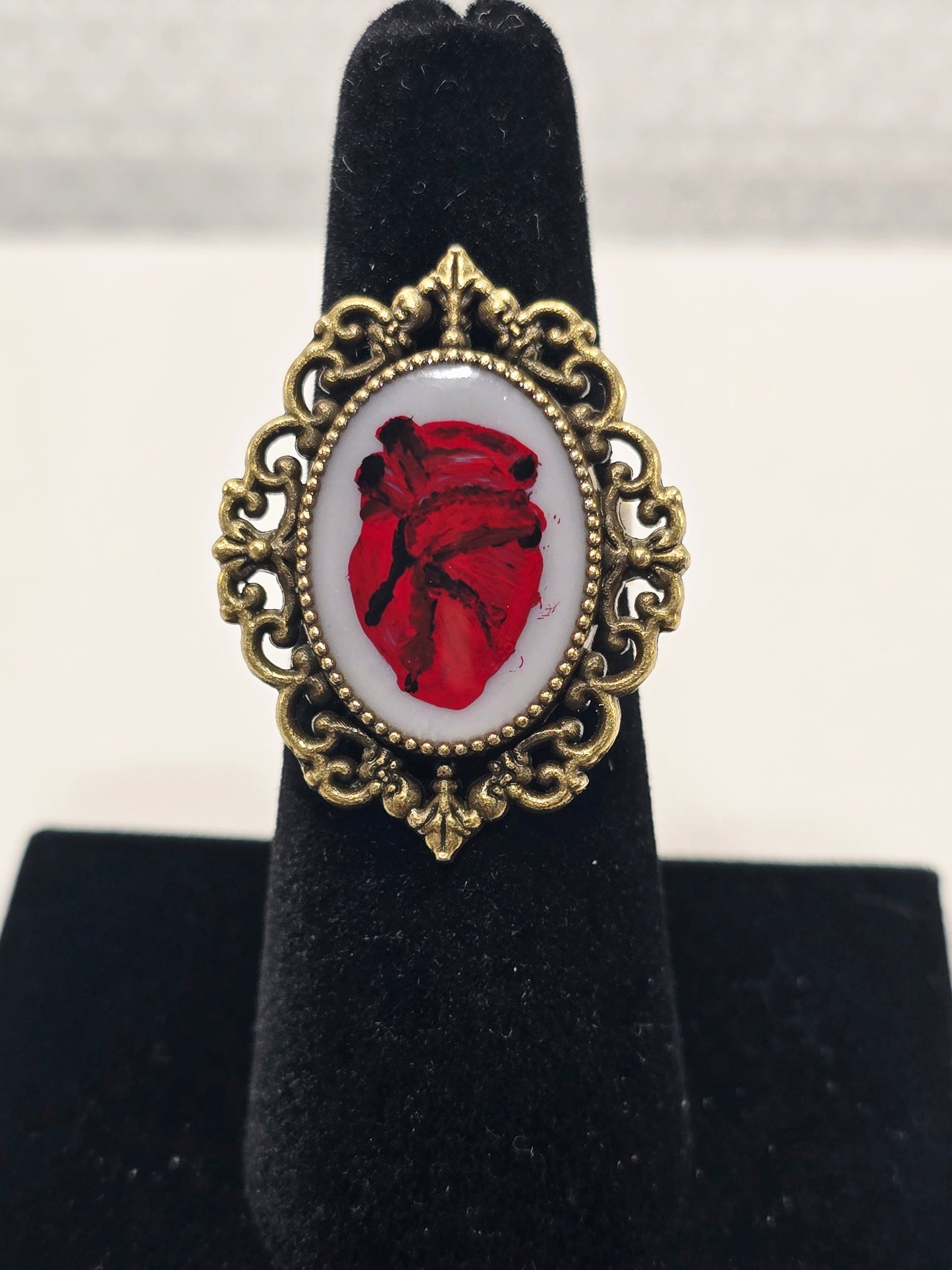 Anatomical Heart | Hand-Painted Original Miniature Artwork Ring