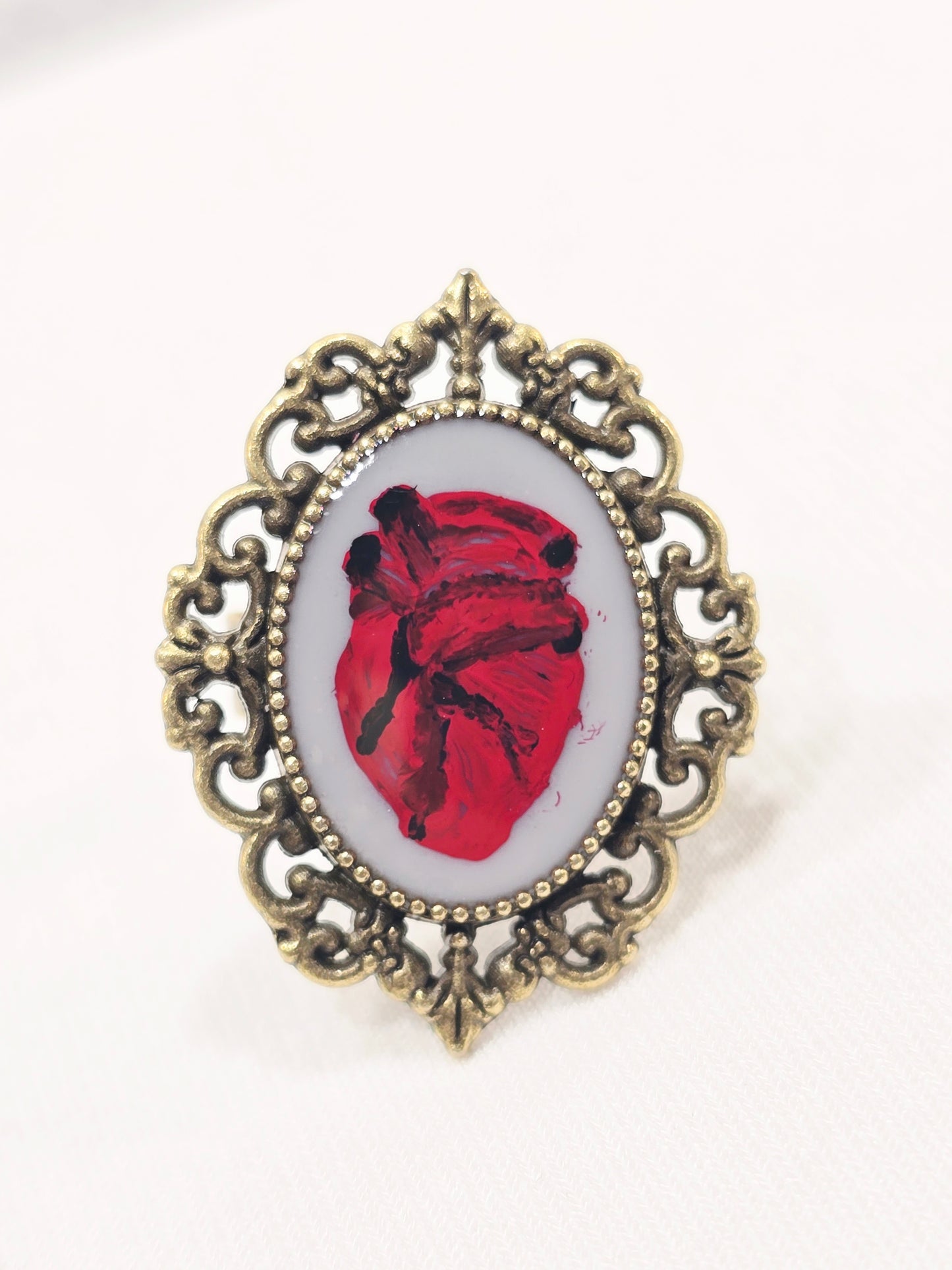 Anatomical Heart | Hand-Painted Original Miniature Artwork Ring