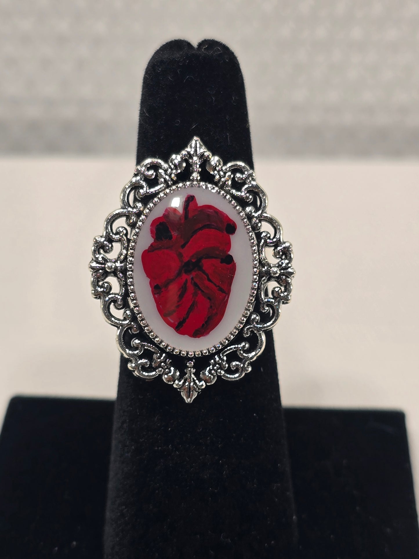 Anatomical Heart | Hand-Painted Original Miniature Artwork Ring