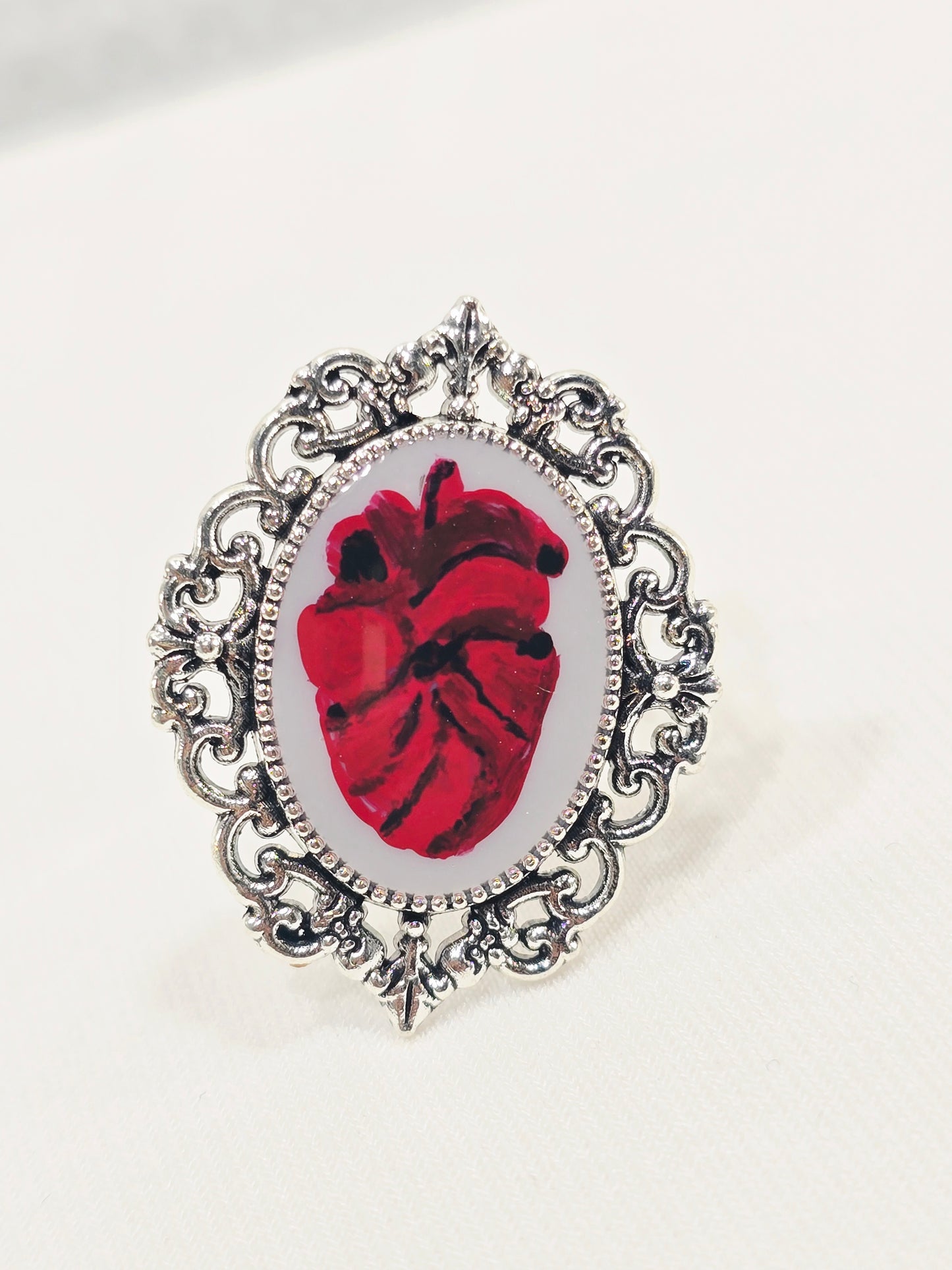 Anatomical Heart | Hand-Painted Original Miniature Artwork Ring