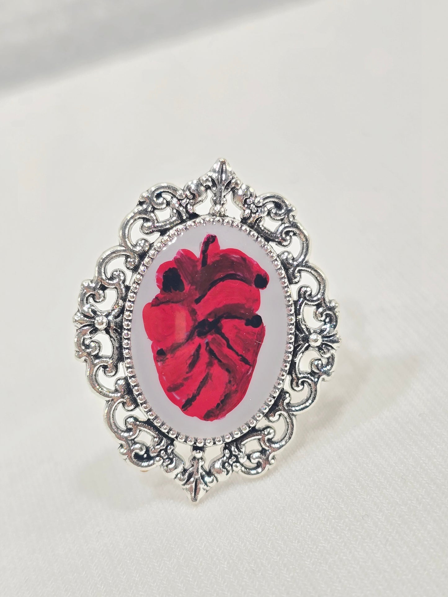 Anatomical Heart | Hand-Painted Original Miniature Artwork Ring