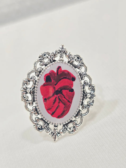 Anatomical Heart | Hand-Painted Original Miniature Artwork Ring