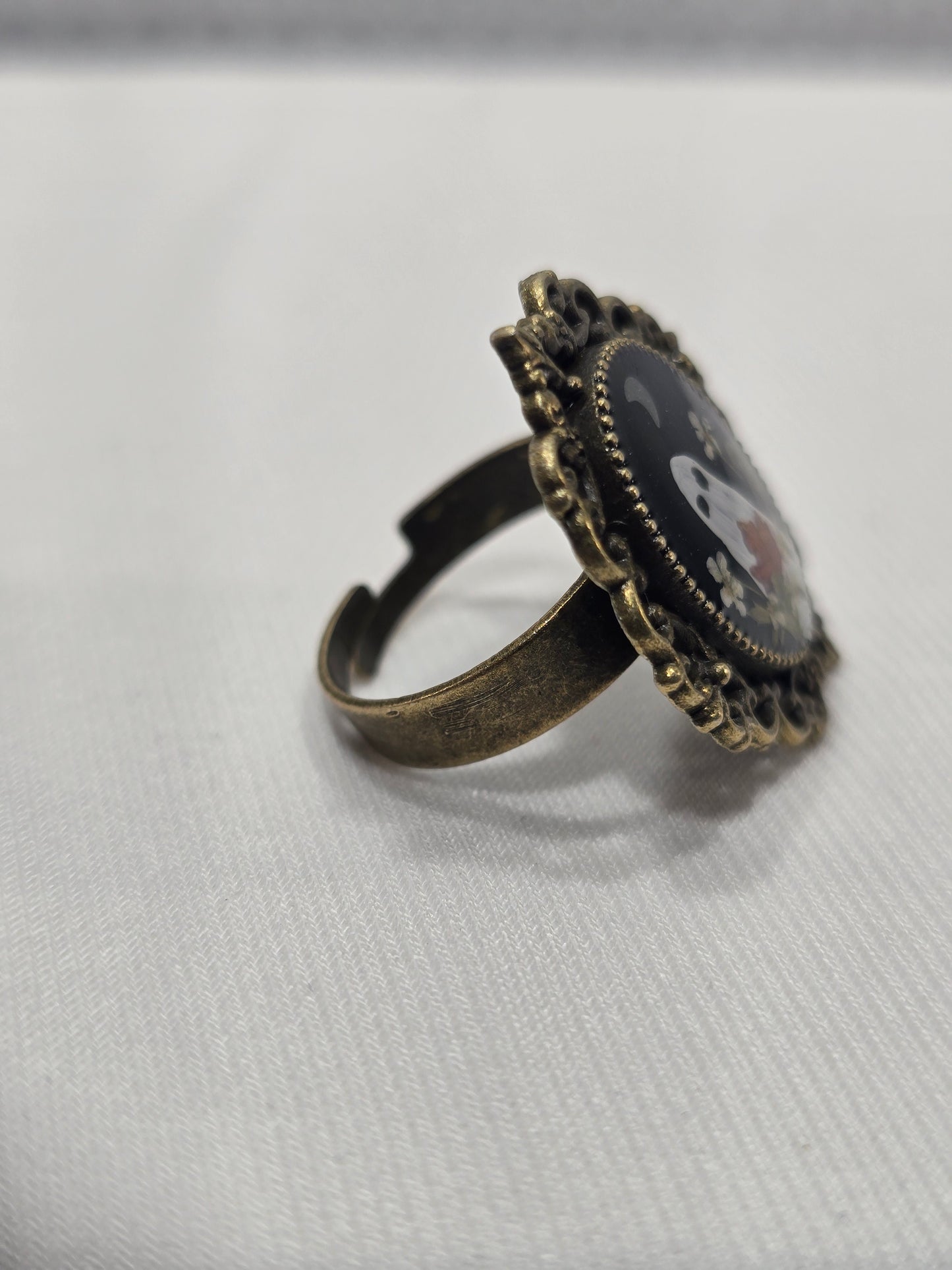 Fall Night Ghostie | Hand-Painted Original Miniature Artwork Ring