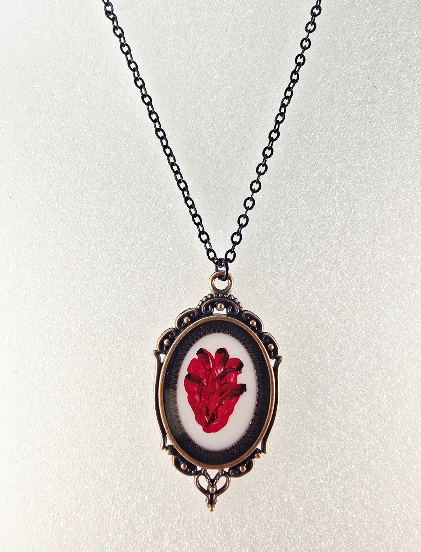 Anatomical Heart Original Mini Artwork Necklace - Antique bronze
