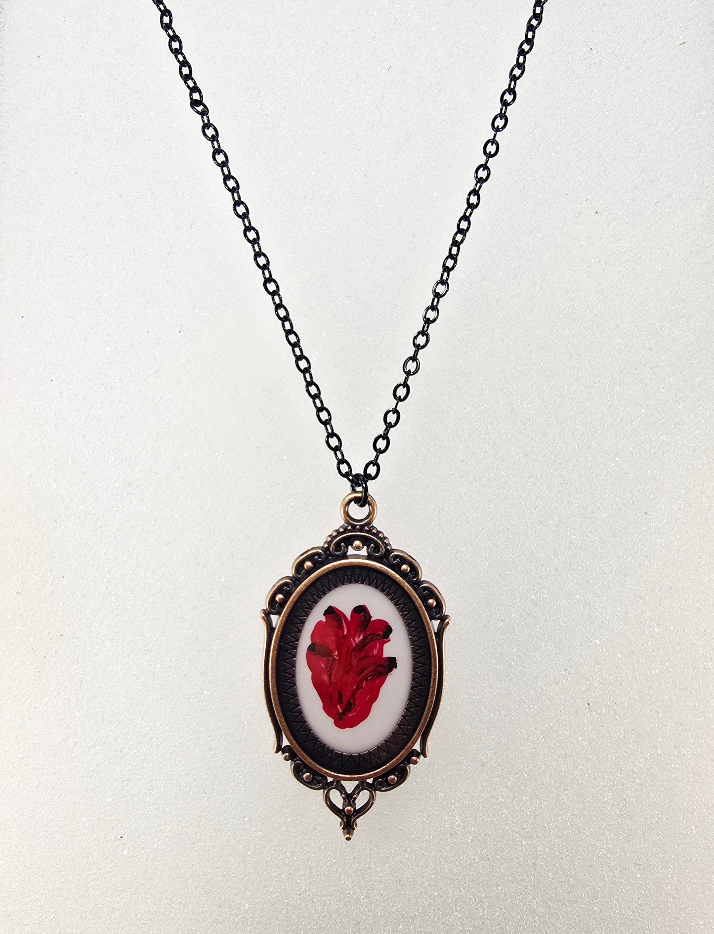 Anatomical Heart Original Mini Artwork Necklace - Antique bronze