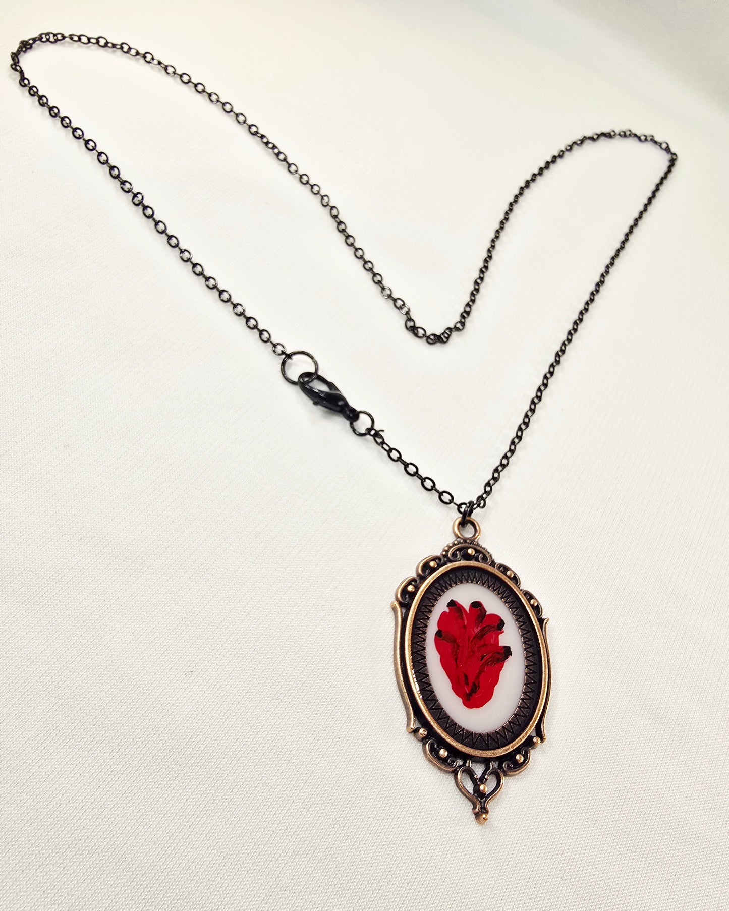 Anatomical Heart Original Mini Artwork Necklace - Antique bronze
