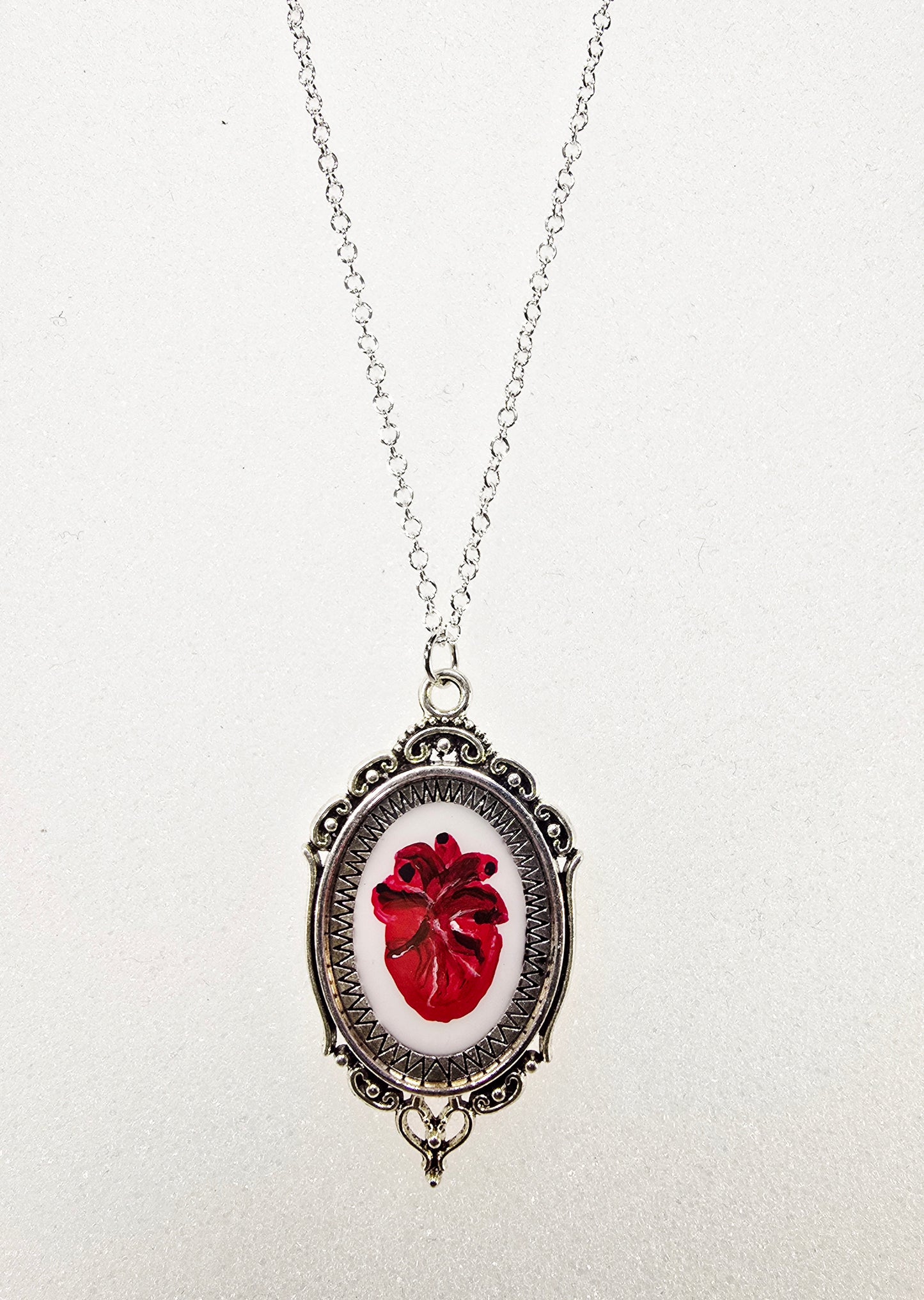 Anatomical Heart Original Mini Artwork Necklace - silver