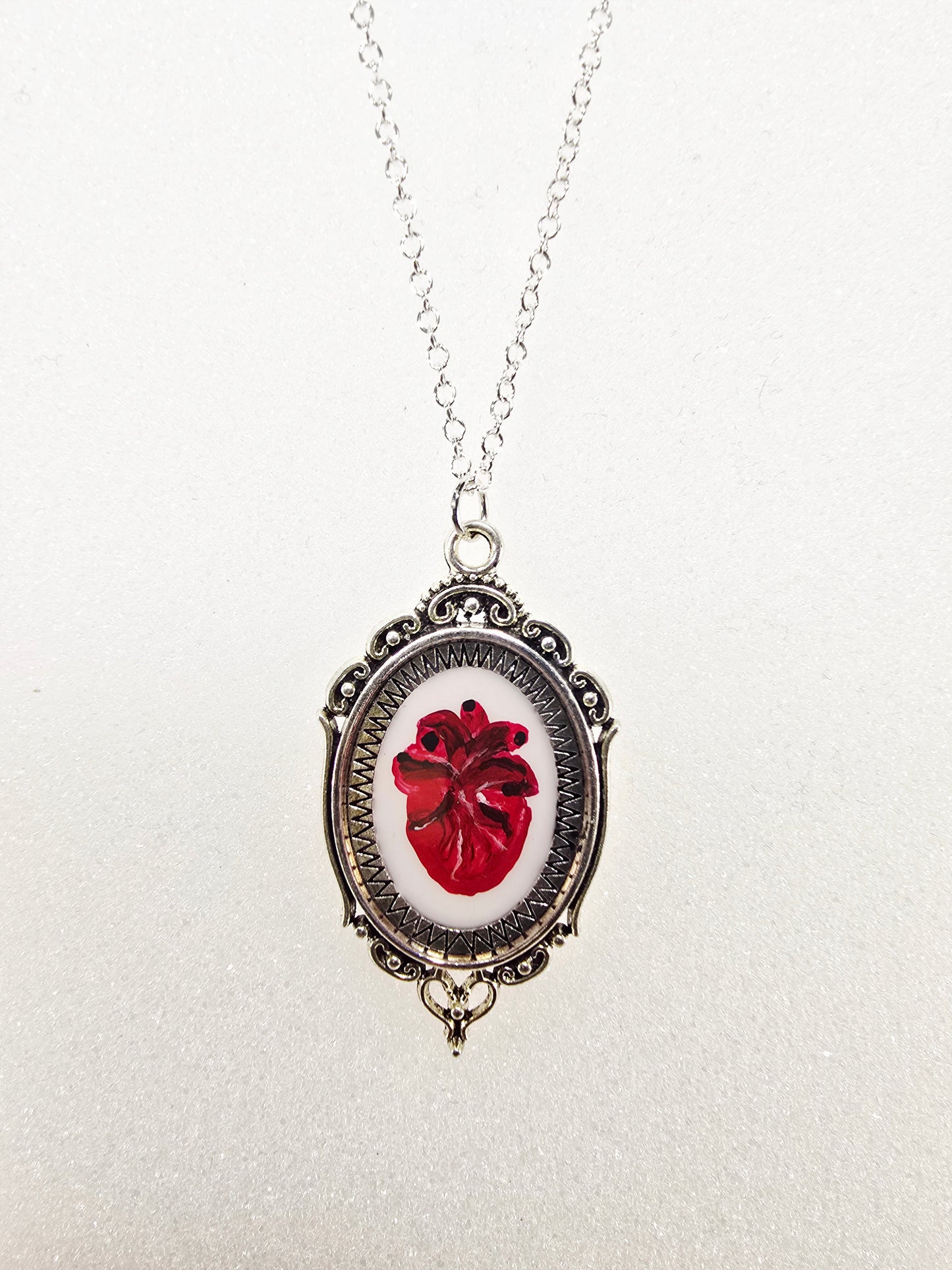 Anatomical Heart Original Mini Artwork Necklace - silver
