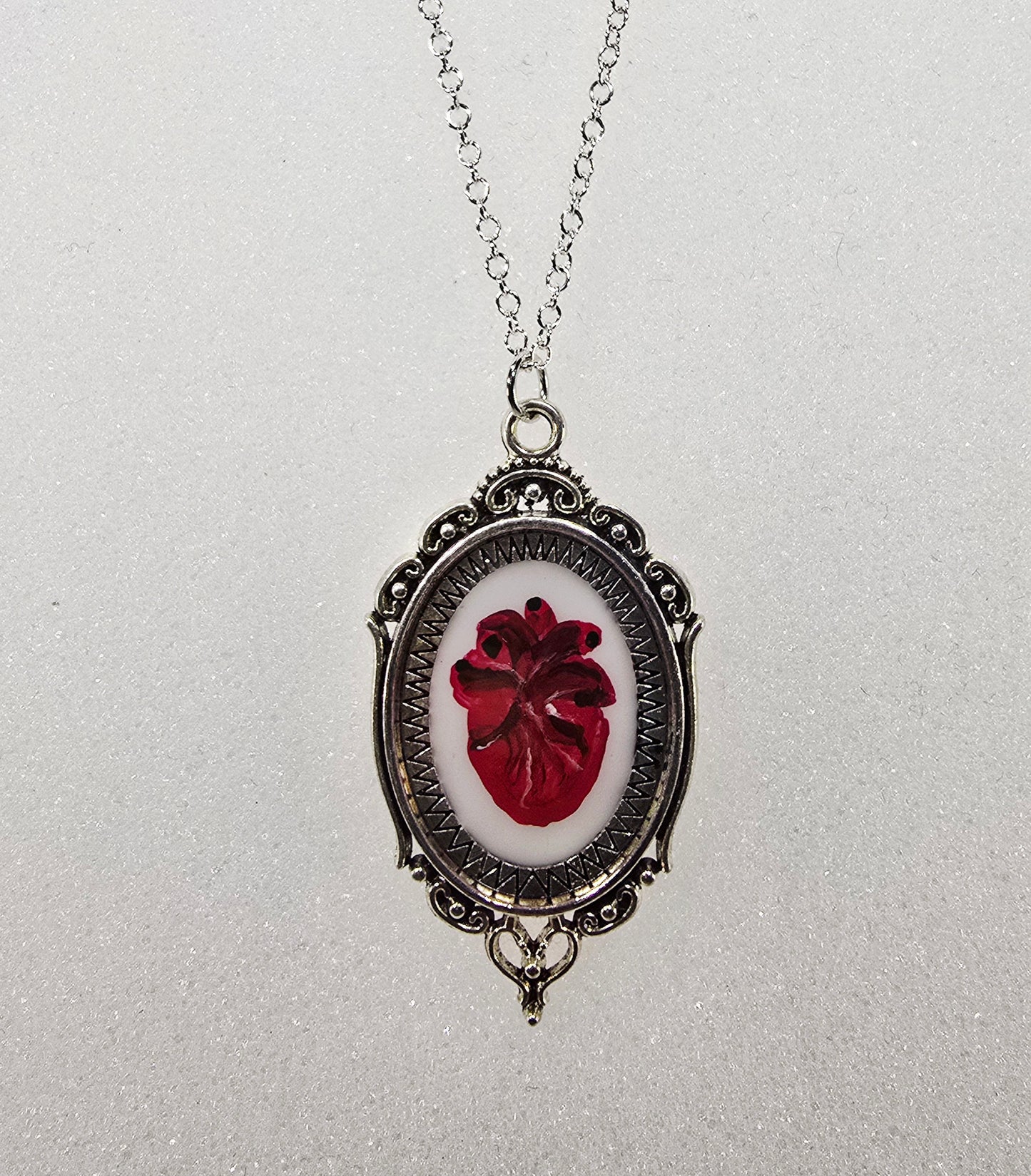 Anatomical Heart Original Mini Artwork Necklace - silver