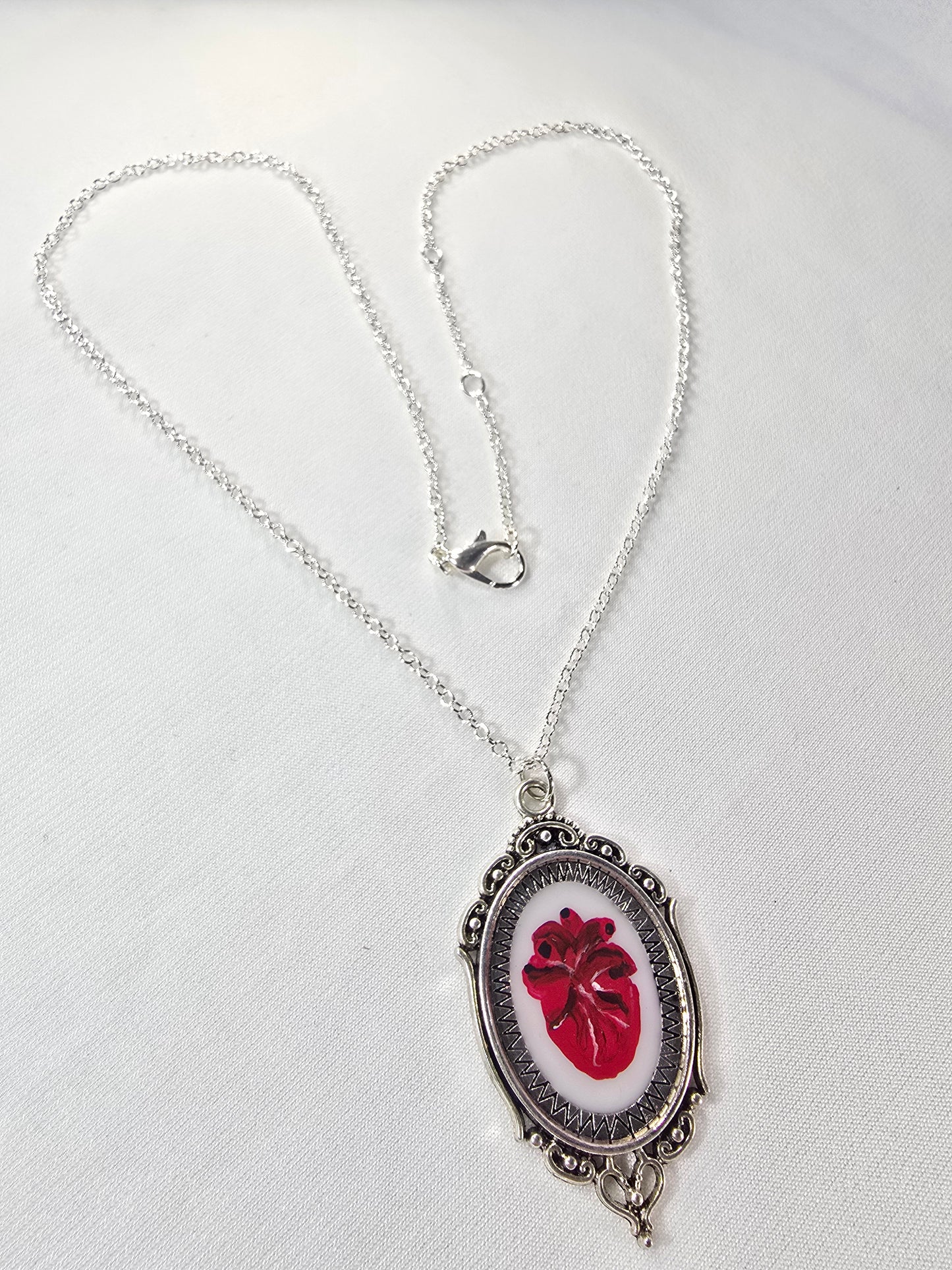 Anatomical Heart Original Mini Artwork Necklace - silver