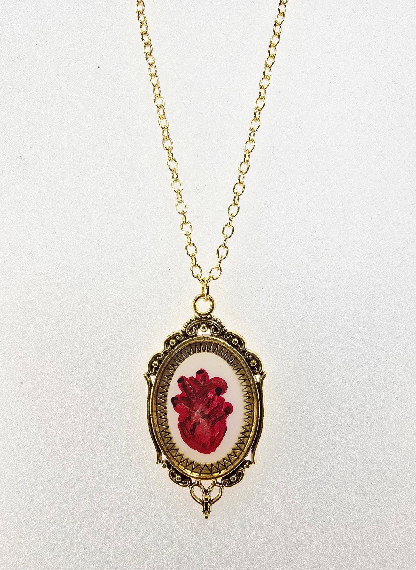 Anatomical Heart Original Mini Artwork Necklace - Gold