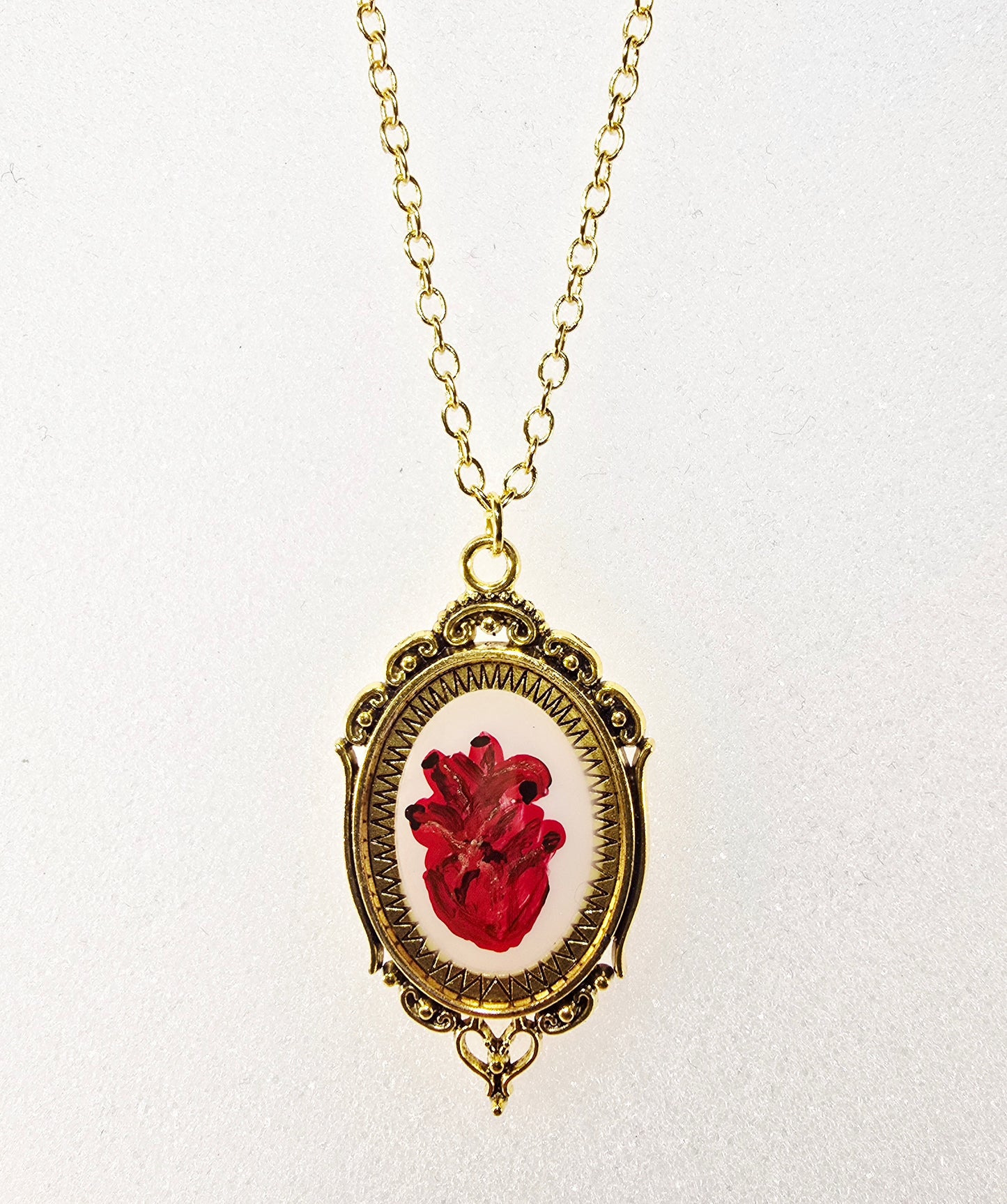 Anatomical Heart Original Mini Artwork Necklace - Gold