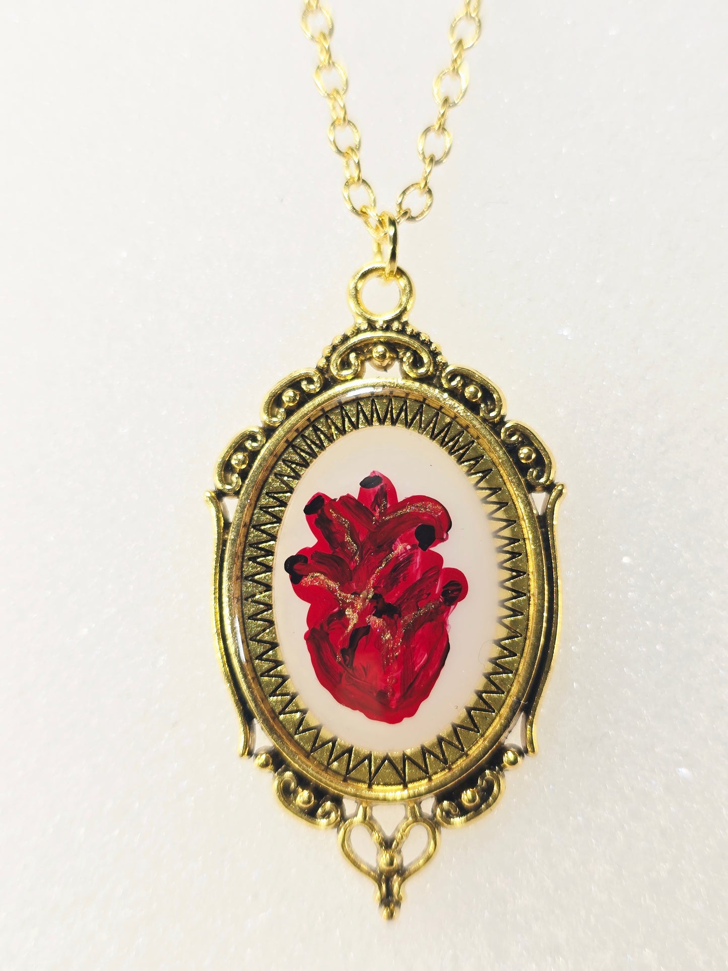 Anatomical Heart Original Mini Artwork Necklace - Gold