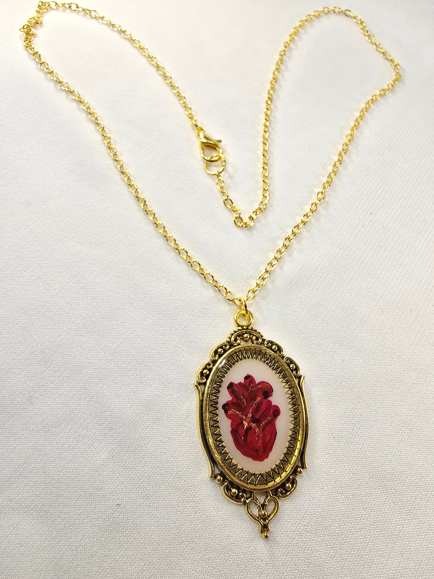 Anatomical Heart Original Mini Artwork Necklace - Gold