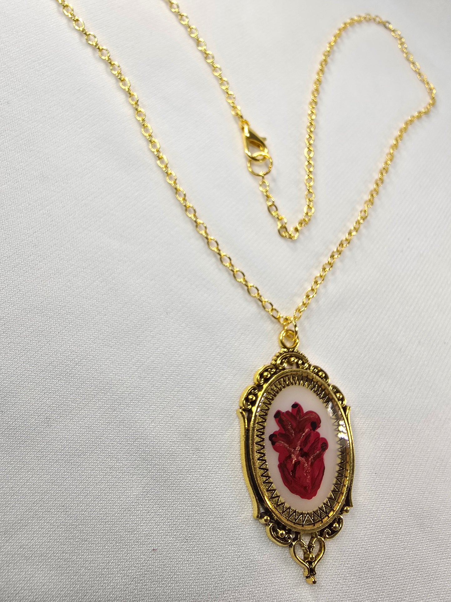 Anatomical Heart Original Mini Artwork Necklace - Gold