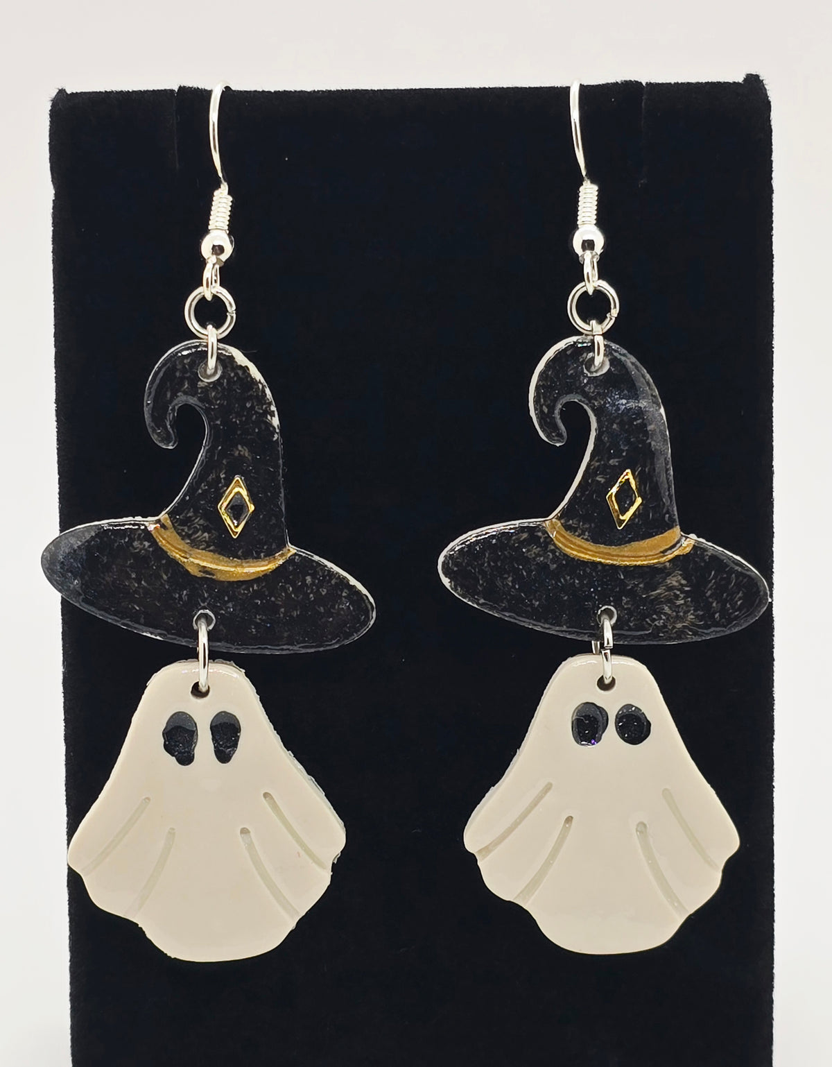 Ghost Witch Hat Earrings | Handmade Polymer Clay