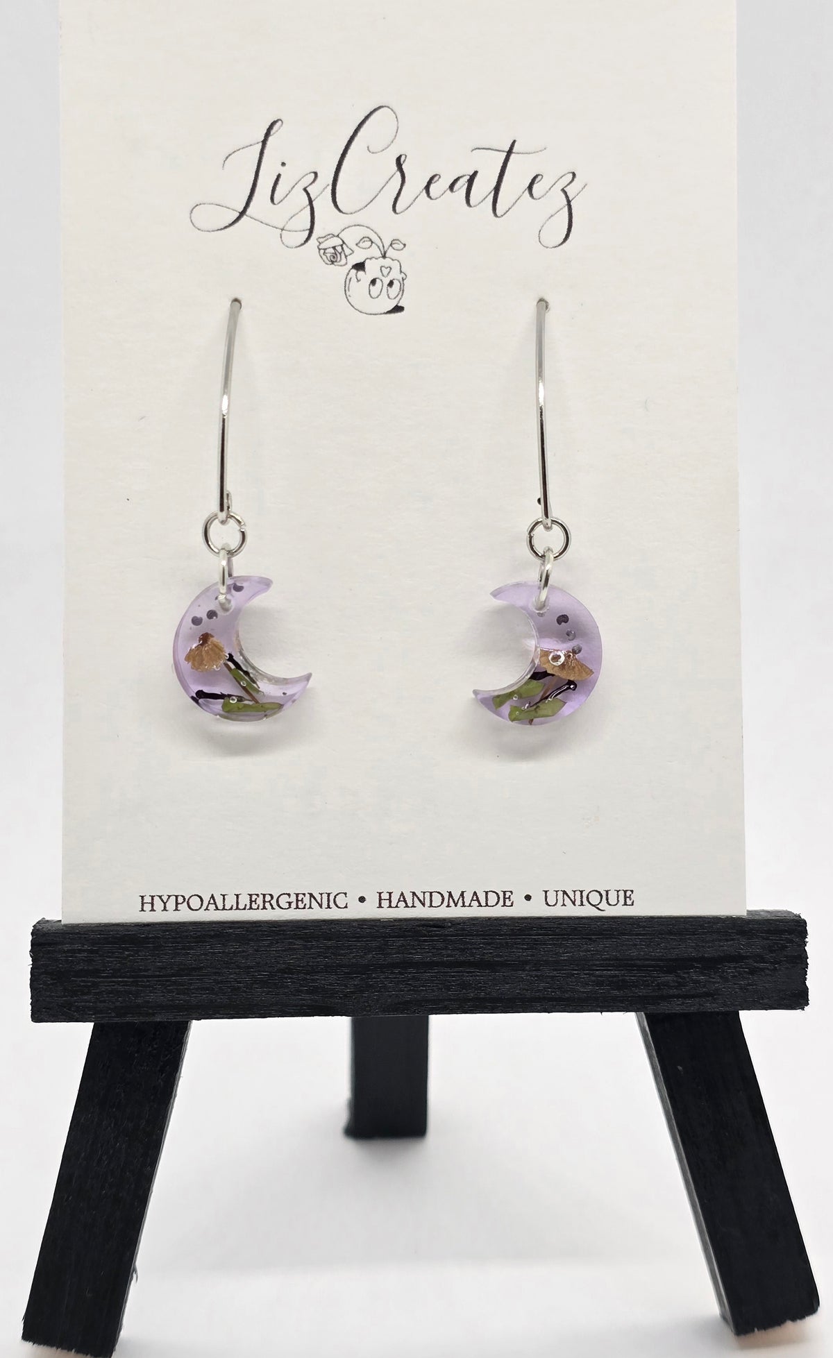 Magical Mini Moon V Hook Earrings and Miniature Wild Mushroom